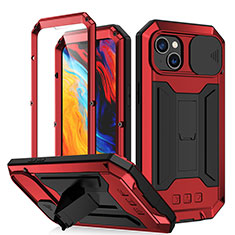 Funda Lujo Marco de Aluminio Carcasa 360 Grados RJ2 para Apple iPhone 14 Rojo
