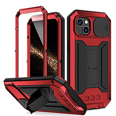 Funda Lujo Marco de Aluminio Carcasa 360 Grados RJ2 para Apple iPhone 15 Plus Rojo