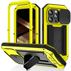 Funda Lujo Marco de Aluminio Carcasa 360 Grados RJ3 para Apple iPhone 14 Pro Amarillo