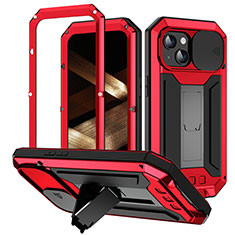Funda Lujo Marco de Aluminio Carcasa 360 Grados RJ3 para Apple iPhone 15 Plus Rojo