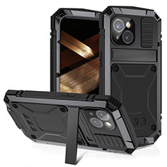 Funda Lujo Marco de Aluminio Carcasa 360 Grados RJ4 para Apple iPhone 13 Negro