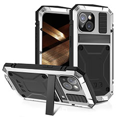 Funda Lujo Marco de Aluminio Carcasa 360 Grados RJ4 para Apple iPhone 14 Plus Plata