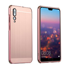 Funda Lujo Marco de Aluminio Carcasa A01 para Huawei P20 Pro Oro Rosa