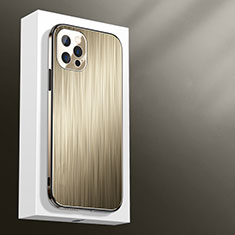 Funda Lujo Marco de Aluminio Carcasa M01 para Apple iPhone 13 Pro Max Oro