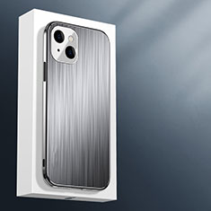 Funda Lujo Marco de Aluminio Carcasa M01 para Apple iPhone 14 Plus Plata