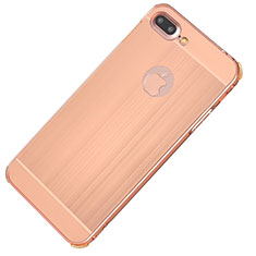 Funda Lujo Marco de Aluminio Carcasa M01 para Apple iPhone 8 Plus Oro Rosa
