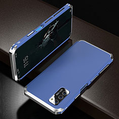 Funda Lujo Marco de Aluminio Carcasa M01 para Huawei Honor View 30 5G Plata y Azul