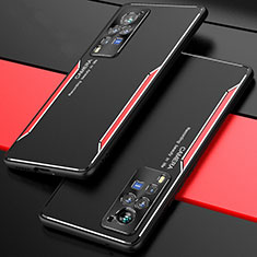 Funda Lujo Marco de Aluminio Carcasa M01 para Vivo X60 Pro 5G Rojo