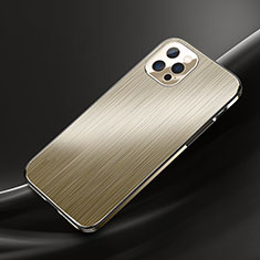 Funda Lujo Marco de Aluminio Carcasa M02 para Apple iPhone 13 Pro Max Oro