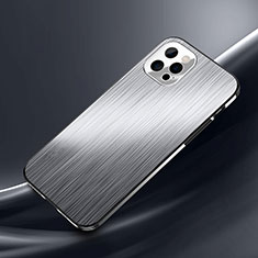 Funda Lujo Marco de Aluminio Carcasa M02 para Apple iPhone 13 Pro Max Plata