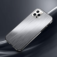 Funda Lujo Marco de Aluminio Carcasa M02 para Apple iPhone 15 Pro Max Plata