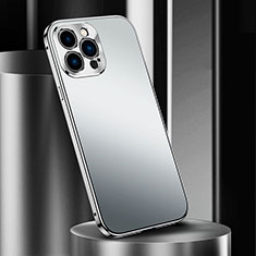Funda Lujo Marco de Aluminio Carcasa M03 para Apple iPhone 14 Pro Plata