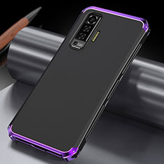 Funda Lujo Marco de Aluminio Carcasa M03 para Vivo X50 5G Morado y Negro