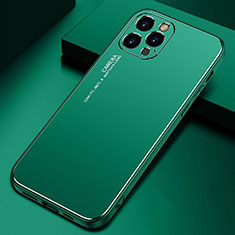 Funda Lujo Marco de Aluminio Carcasa M04 para Apple iPhone 15 Pro Verde