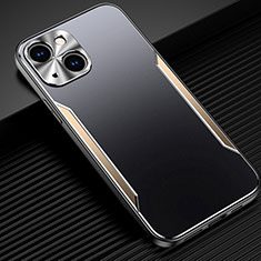 Funda Lujo Marco de Aluminio Carcasa M05 para Apple iPhone 14 Plus Oro