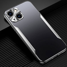 Funda Lujo Marco de Aluminio Carcasa M05 para Apple iPhone 14 Plus Plata