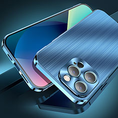 Funda Lujo Marco de Aluminio Carcasa M06 para Apple iPhone 13 Pro Azul