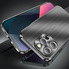 Funda Lujo Marco de Aluminio Carcasa M06 para Apple iPhone 13 Pro Negro