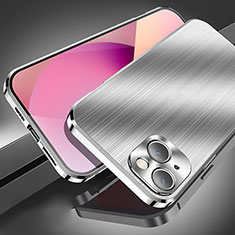 Funda Lujo Marco de Aluminio Carcasa M06 para Apple iPhone 14 Plata