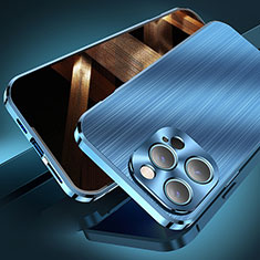 Funda Lujo Marco de Aluminio Carcasa M06 para Apple iPhone 14 Pro Azul