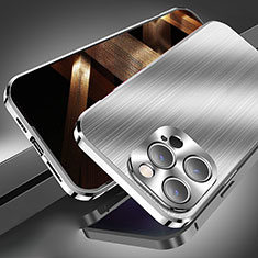 Funda Lujo Marco de Aluminio Carcasa M06 para Apple iPhone 14 Pro Max Plata
