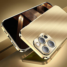 Funda Lujo Marco de Aluminio Carcasa M06 para Apple iPhone 14 Pro Oro