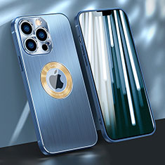 Funda Lujo Marco de Aluminio Carcasa M08 para Apple iPhone 13 Pro Max Azul