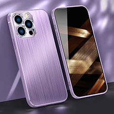 Funda Lujo Marco de Aluminio Carcasa M09 para Apple iPhone 15 Pro Max Morado
