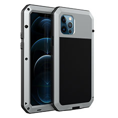 Funda Lujo Marco de Aluminio Carcasa N01 para Apple iPhone 12 Pro Max Plata