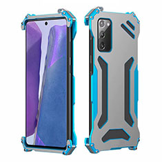 Funda Lujo Marco de Aluminio Carcasa N02 para Samsung Galaxy Note 20 5G Azul Cielo