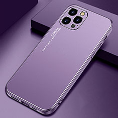 Funda Lujo Marco de Aluminio Carcasa N04 para Apple iPhone 12 Pro Max Morado