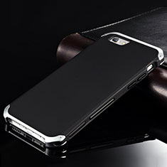 Funda Lujo Marco de Aluminio Carcasa para Apple iPhone 6 Plata y Negro