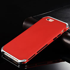 Funda Lujo Marco de Aluminio Carcasa para Apple iPhone 6S Plus Rojo