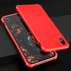 Funda Lujo Marco de Aluminio Carcasa para Apple iPhone X Rojo