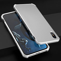 Funda Lujo Marco de Aluminio Carcasa para Apple iPhone Xs Max Plata