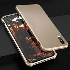 Funda Lujo Marco de Aluminio Carcasa para Apple iPhone Xs Oro