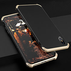 Funda Lujo Marco de Aluminio Carcasa para Apple iPhone Xs Oro y Negro