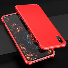 Funda Lujo Marco de Aluminio Carcasa para Apple iPhone Xs Rojo