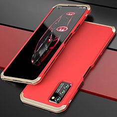 Funda Lujo Marco de Aluminio Carcasa para Huawei Honor View 30 5G Oro y Rojo