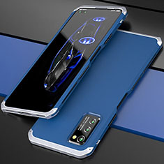 Funda Lujo Marco de Aluminio Carcasa para Huawei Honor View 30 5G Plata y Azul