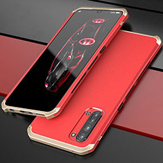 Funda Lujo Marco de Aluminio Carcasa para Oppo Find X2 Lite Oro y Rojo