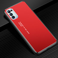 Funda Lujo Marco de Aluminio Carcasa para Oppo Reno5 Pro 5G Rojo