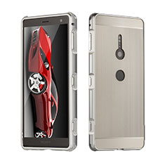 Funda Lujo Marco de Aluminio Carcasa para Sony Xperia XZ2 Plata