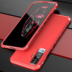 Funda Lujo Marco de Aluminio Carcasa para Vivo X50 5G Rojo
