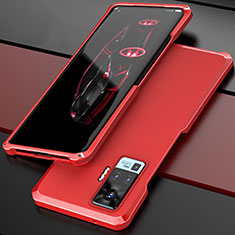 Funda Lujo Marco de Aluminio Carcasa para Vivo X50 Pro 5G Rojo