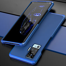 Funda Lujo Marco de Aluminio Carcasa para Vivo X51 5G Azul