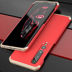 Funda Lujo Marco de Aluminio Carcasa para Xiaomi Mi 10 Pro Oro y Rojo