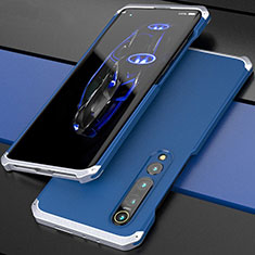 Funda Lujo Marco de Aluminio Carcasa para Xiaomi Mi 10 Pro Plata y Azul