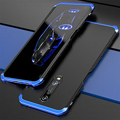 Funda Lujo Marco de Aluminio Carcasa para Xiaomi Poco X2 Azul y Negro