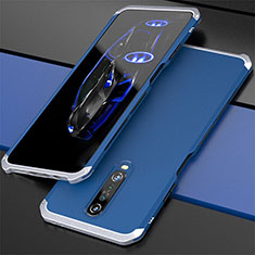 Funda Lujo Marco de Aluminio Carcasa para Xiaomi Poco X2 Plata y Azul